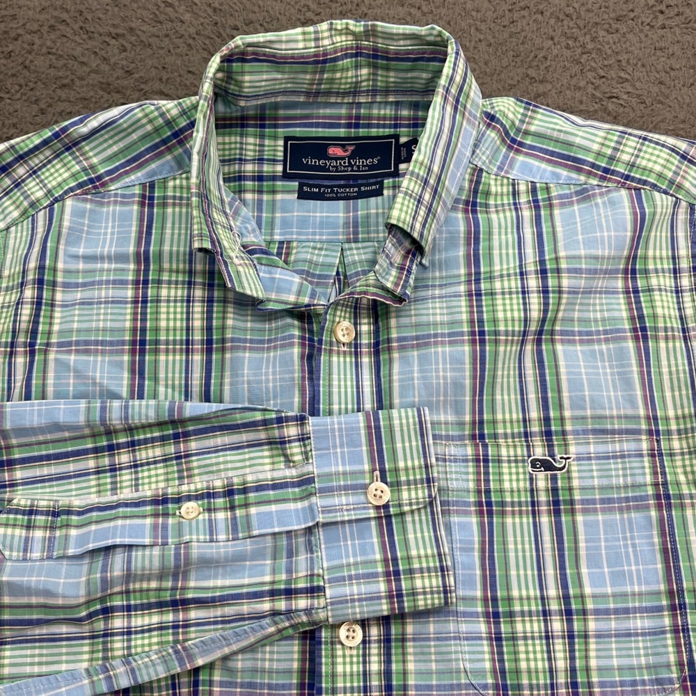 Vineyard Vines‎ Slim Fit Tucker Shirt Mens Size S Plaid Button Down Casual